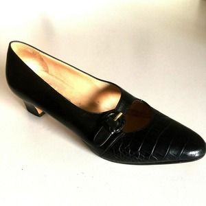 Vintage Bally Pump Classic Croc Embossed Leather 8